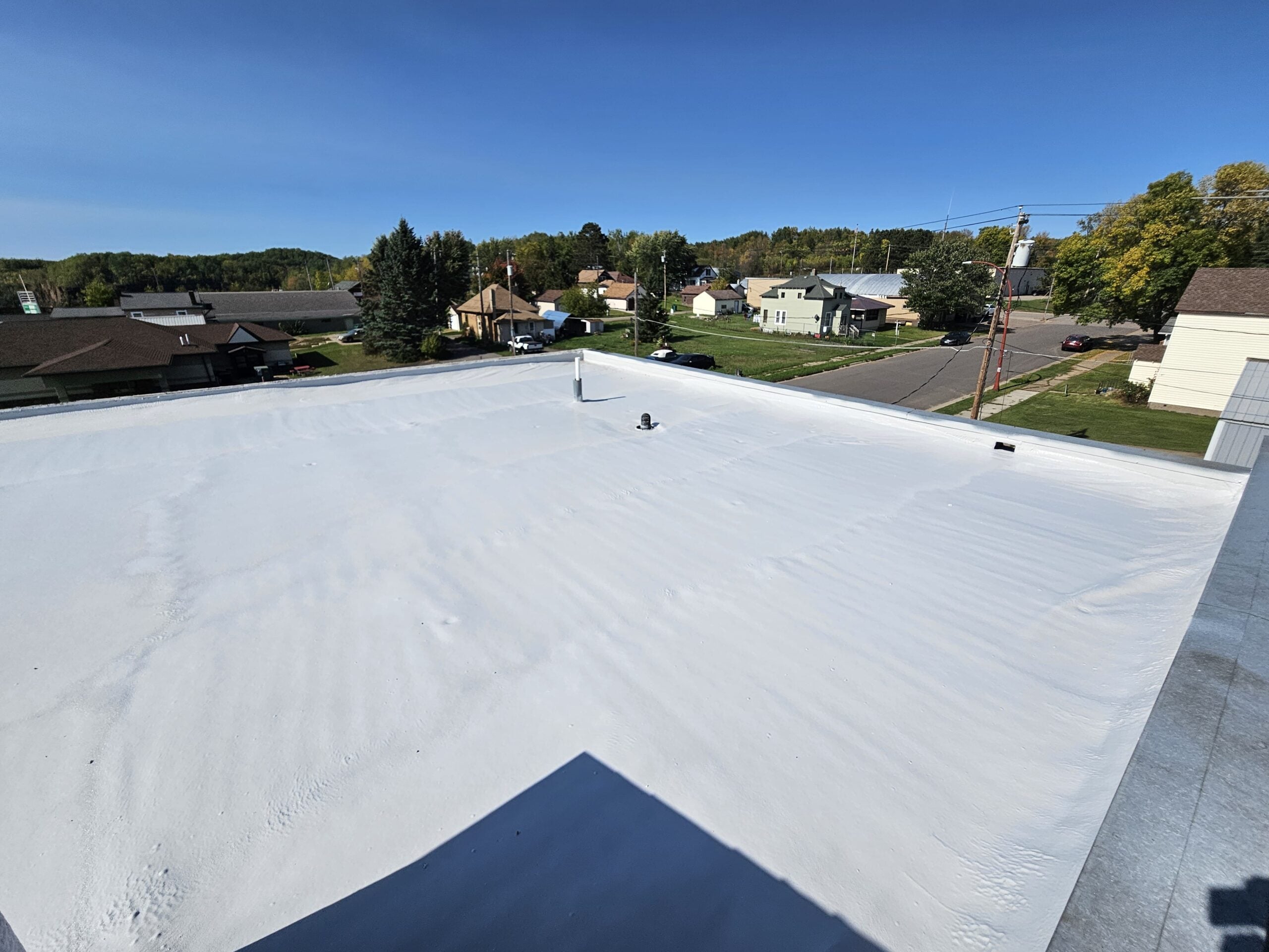Completed spray foam roof system on Iowa commercial or agricultural building