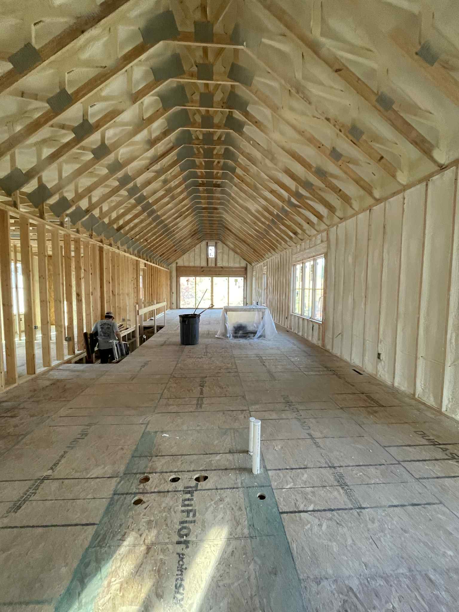 Spray foam applied indicating moisture control in crawl space in Fargo