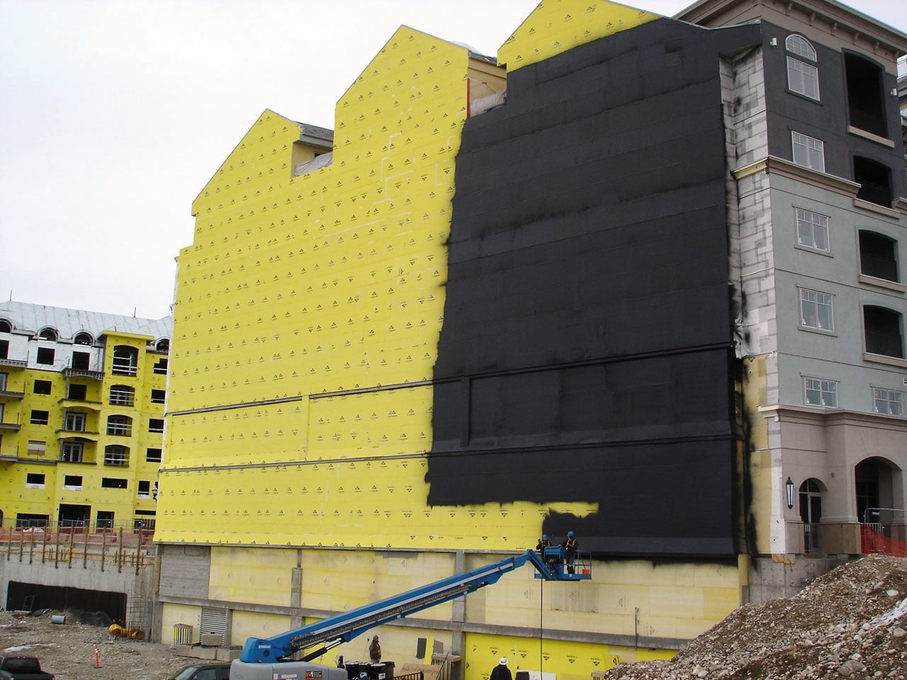 Exterior waterproofing membrane and air barrier system on large commercial building in Brainerd, MN